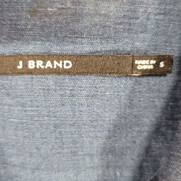 🔸️J Brand Blue Linen Blend Bacall Shirt Dress w/Pockets Small - Picture 11 of 13